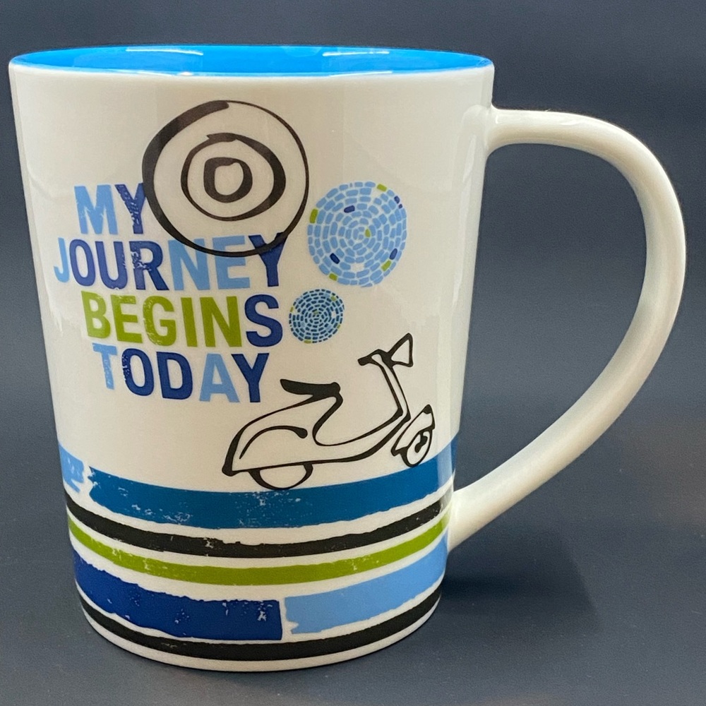 14oz. Starbucks Mug. “My Journey Begins Today” image.